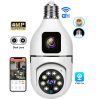 Dual-Lens E27 Bulb WiFi IP Camera - 360° Smart Security & Dual Screen
