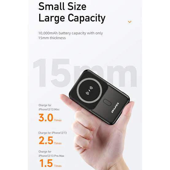 Awei P139K 10000mAh 15W Magnetic Wireless Power Bank 2 Awei P139K 10000mAh 15W Magnetic Wireless Power Bank - Image 2