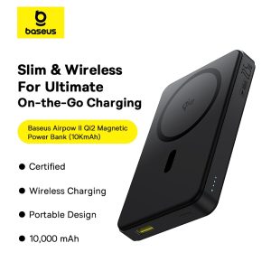 Baseus Wireless Power Bank Airpow 2 Qi2 Magnetic Power Bank 10000mAh With Cable