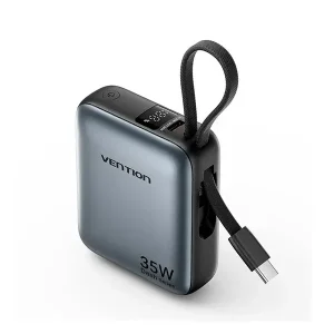 VENTION FHFH0 35W 10000mAh Mini Power Bank with Built-in USB-C Lightning Cable