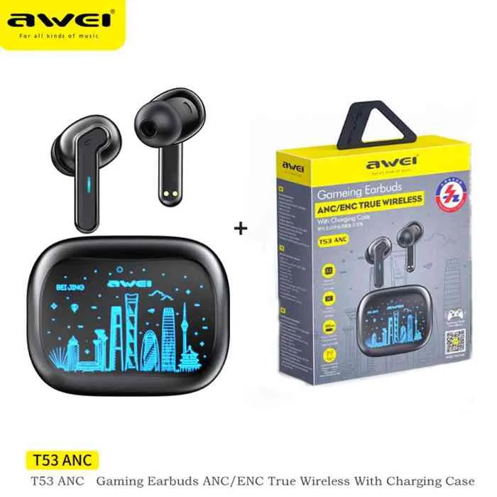 Awei T53 ANC Active Noise Cancellation Wireless Bluetooth Earbuds 3 Awei T53 ANC Active Noise Cancellation Wireless Bluetooth Earbuds - Image 3