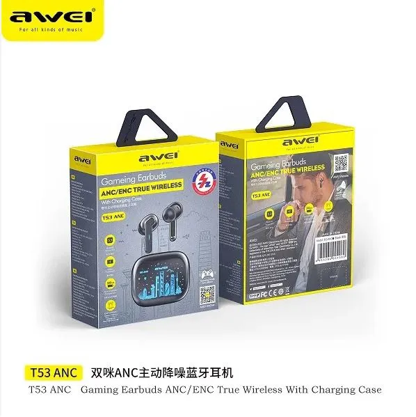 Awei T53 ANC Active Noise Cancellation Wireless Bluetooth Earbuds 2 Awei T53 ANC Active Noise Cancellation Wireless Bluetooth Earbuds - Image 2